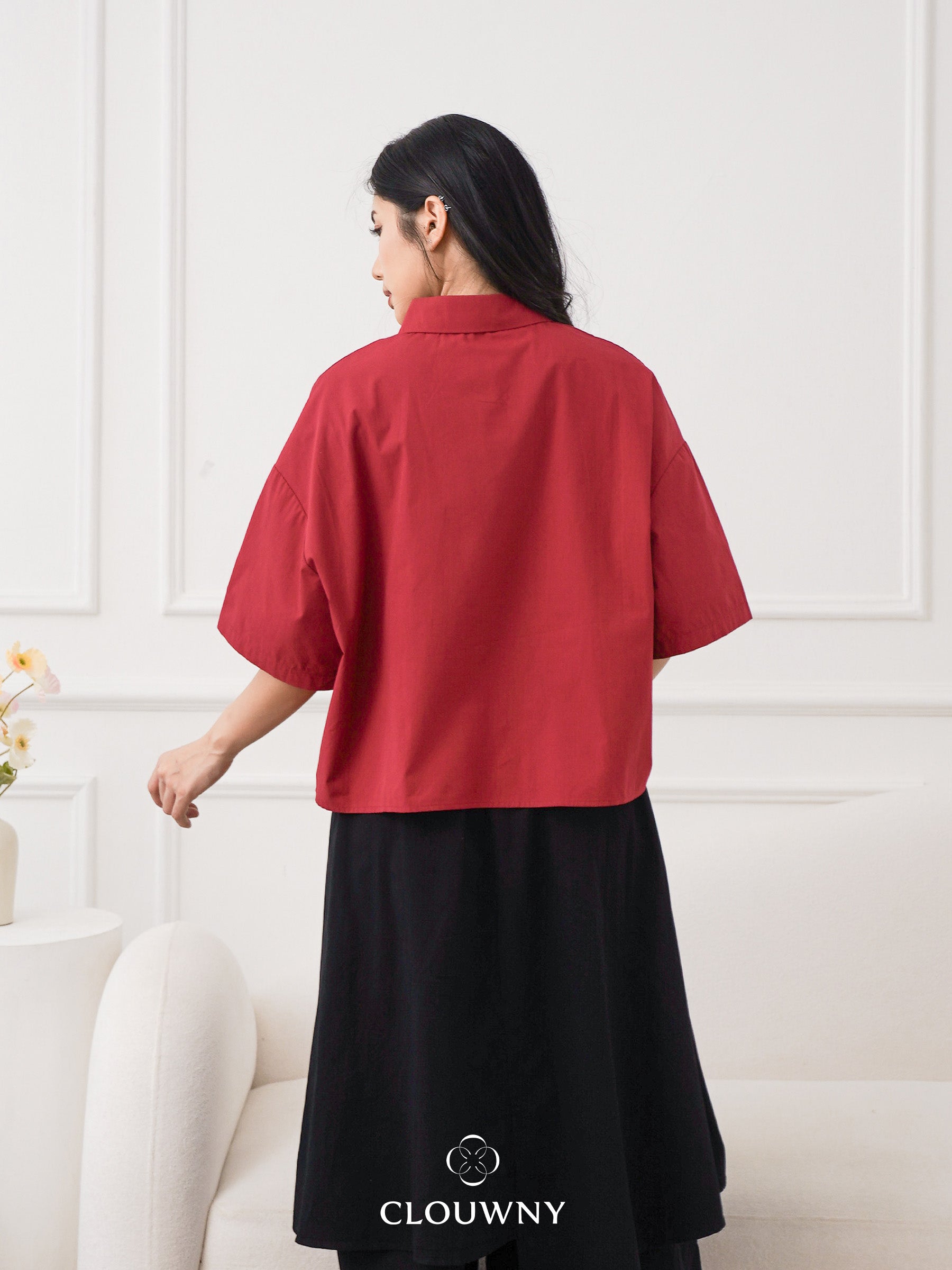 Bridget Cotton Blouse - Maroon